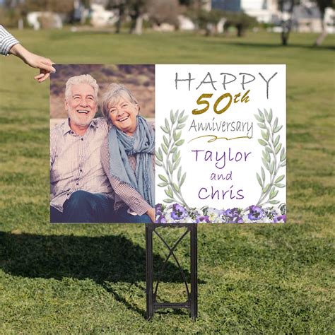 Happy Anniversary Yard Sign With Photo Drive By Anniversary Etsy