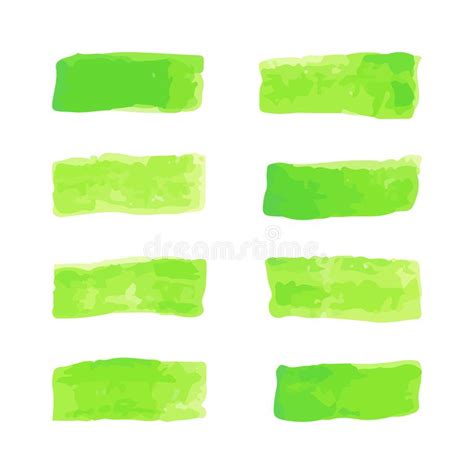 Set Of Watercolor Pastel Green Brushes Stroke Stock Vector