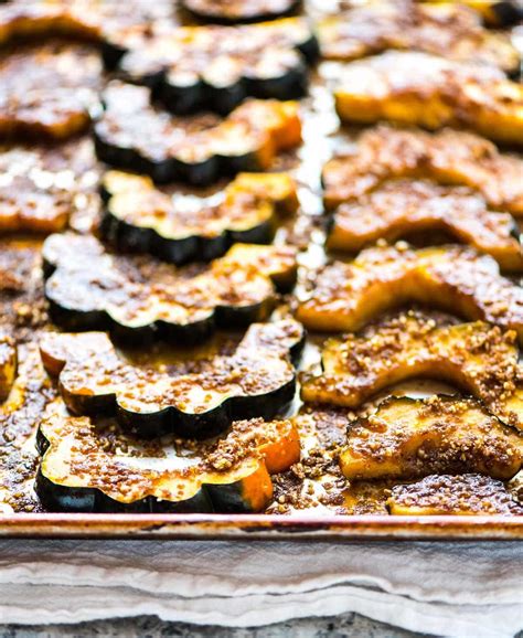 Baked Acorn Squash Slices With Brown Sugar And Pecans