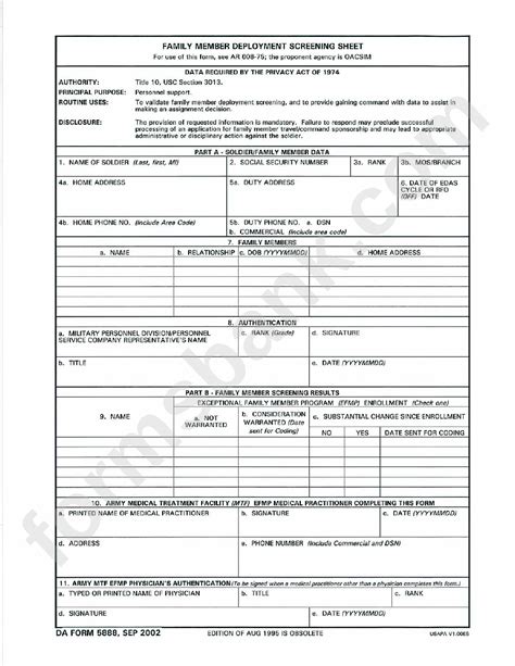 Da Form 5888 R Fillable Printable Forms Free Online