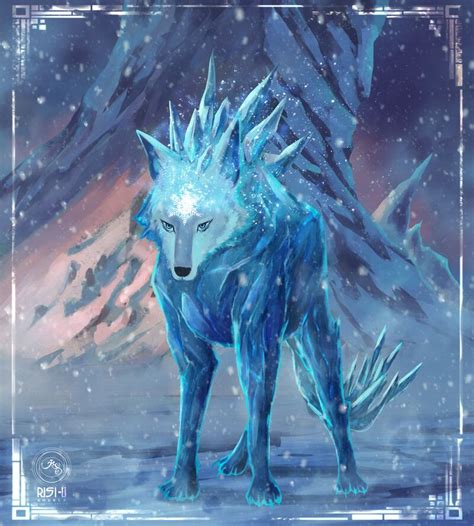 Artstation Ice Wolf Canine Art Fantasy Creatures Mythical