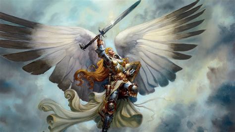 Angel Warrior Armor With Blonde Long Hair And Sword Hd Magic The