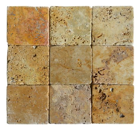 Gold Classic Tumbled Travertine Mosaic Tiles 4x4 Natural