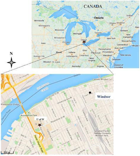 Map Of Sampling Location At The University Of Windsor