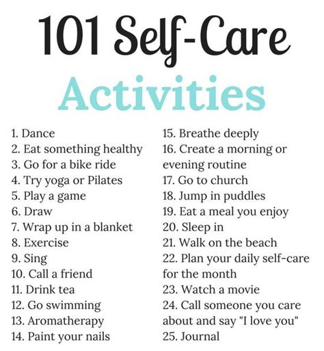 101 Self Care Activities Self Care Activities Self Care Self