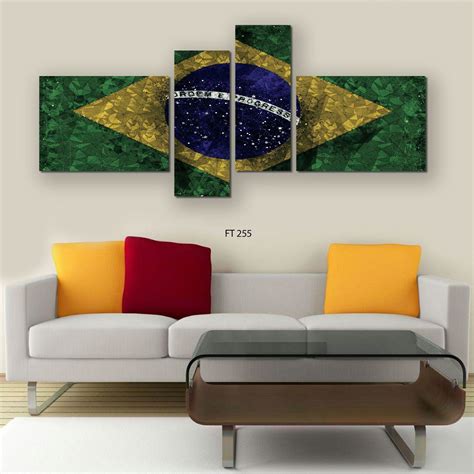 Quadro Mosaico Bandeira Do Brasil Futebol Painel 4 Peças No Elo7