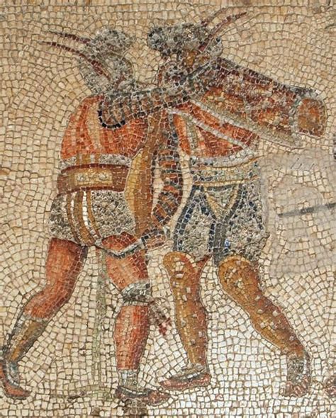 Murmillo Vs Thracian On Zliten Mosaic Roman Art Roman History Roman
