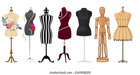 Set 7 Different Types Mannequins Dummies Stock Illustration 2145908205