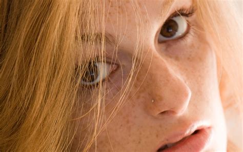 Wallpaper Face Redhead Model Freckles Mouth Nose Emotion