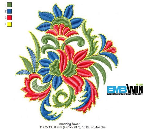 Amazing Flower Free Embroidery Design 1258 Embwin