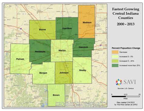 Where is indiana located in the world? Population Growth in Central Indiana - SAVI