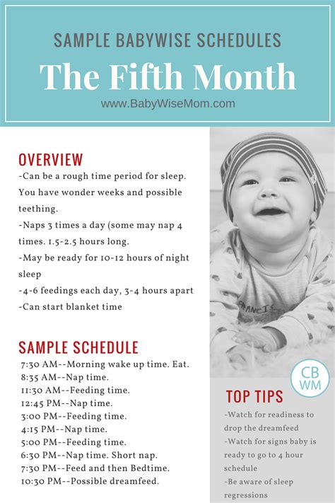 In the first year, breastmilk is the between 7 to 9 months, your baby will sprout his first tooth. Babywise Sample Schedules: The Fifth Month - Chronicles of ...
