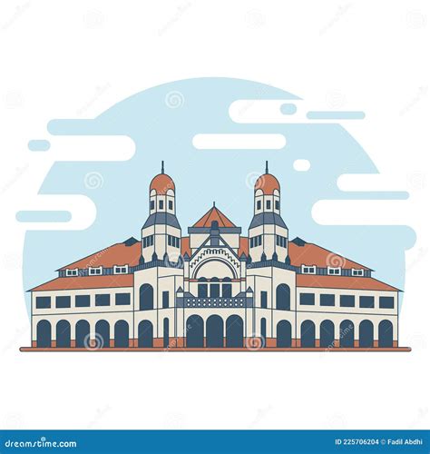 Lawang Sewu Thousand Doors Semarang Heritage Illustration Vector Object