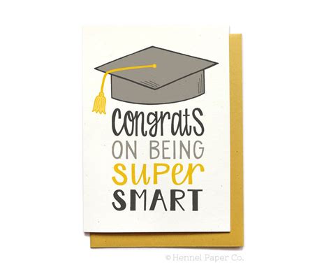 Graduation Card Super Smart Congrats Grad Graduation Cap Etsy
