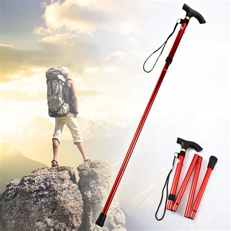 Camping And Hiking Equipment Adjustable Fold Folding Walking Stick Hiking