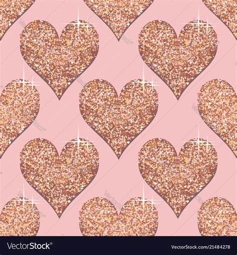 Seamless Pattern With Rose Gold Hearts Pink Vector Image