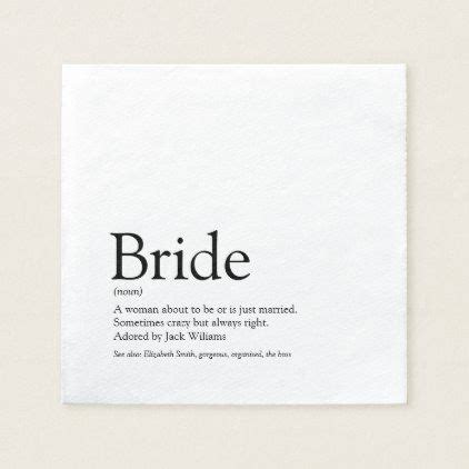 Dinner party in leisure topic. Fun Bride Definition, Bridal Shower Modern Napkins ...