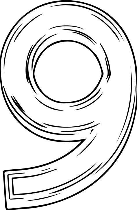 Gold Style Number Nine Coloring Page