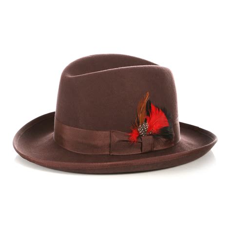 Ferrecci Premium Classic Brown Wool Godfather Hat Fhyinc