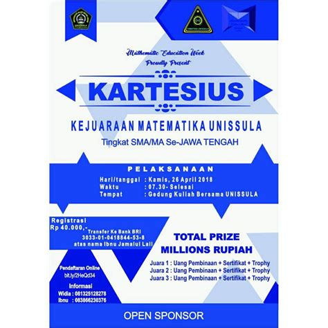 Latihan rutin adalah kunci kesuksesan! Olimpiade Matematika Pelajar 2018 di UNISSULA - Info Lomba ...
