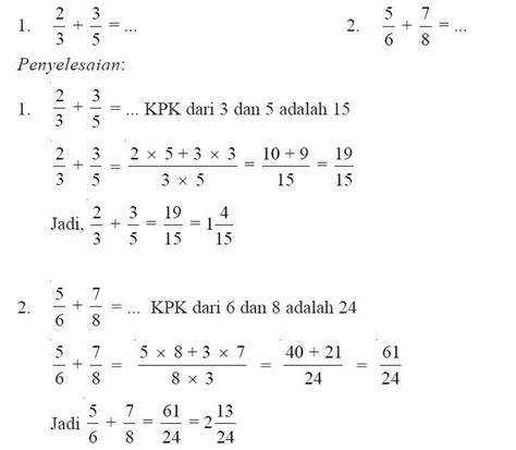 Contoh Soal Dan Jawaban Bilangan Pecahan Smp Kelas 7 Kurang Matematika