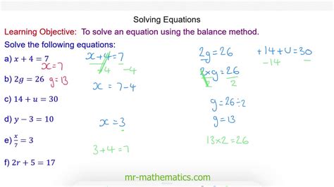 Solving Equations Mr Mathematics Youtube