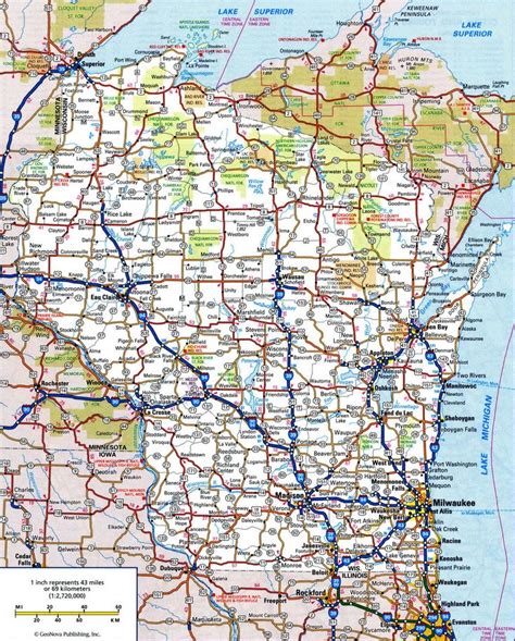 A Large Map Of The State Of Michigan With Roads And Major Cities On It