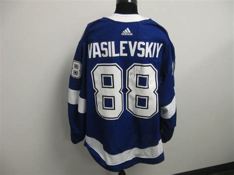 Vasilevskiy's mask will change its colors and design based on the temperature and its exposure to water. Andrei Vasilevskiy Autographed Event Worn Jersey from 2019 ...