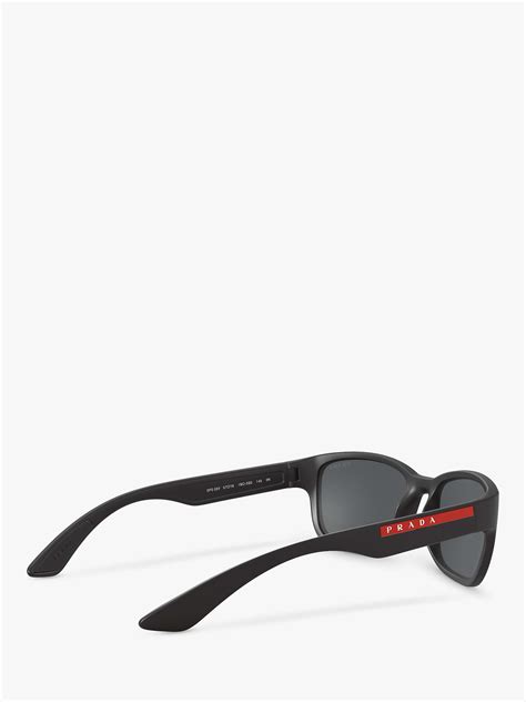 prada linea rossa 05vs men s sunglasses black demishiny at john lewis and partners