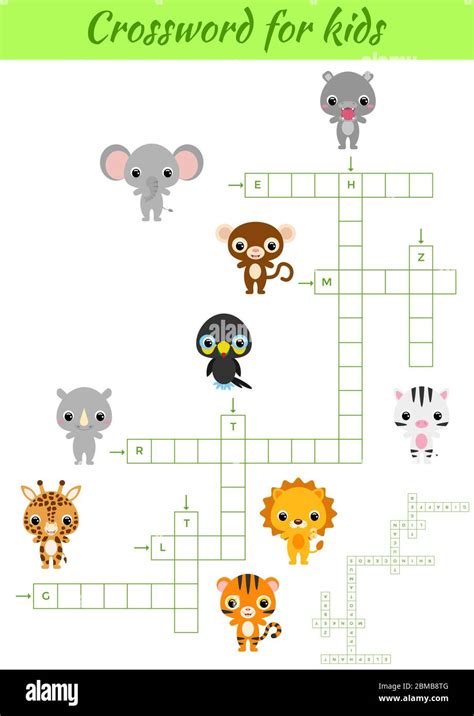 Juego De Crucigramas De Animales Para Niños Con Dibujos Niños