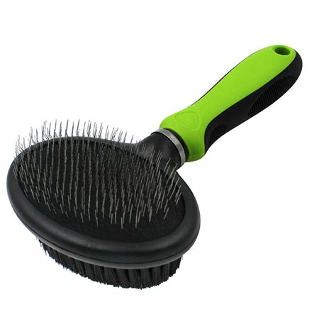 Pet Life Flex 2-in-1 Slicker & Bristle Grooming Brush Green