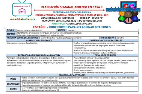 Planeación del sexto grado con actividades de acuerdo a ...