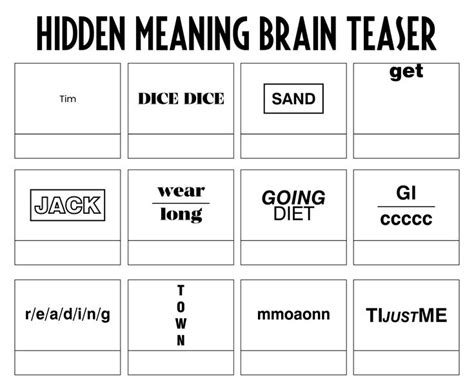 Printable Another Hidden Meaning Brain Teaser Game In 2023 Brain