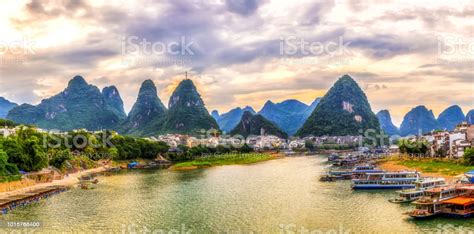 Guilin Yangshuo Beautiful Scenery Of Mountains And Rivers Stock Photo Download Image Now Istock