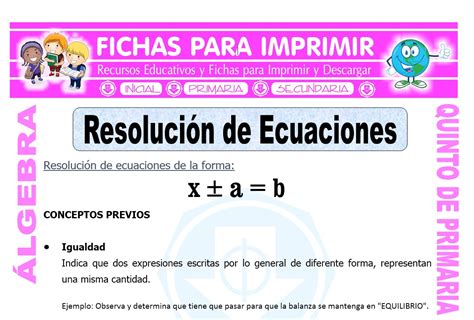Ejemplos De Ecuaciones Para Quinto Grado De Primaria Nuevo Ejemplo