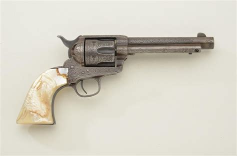 Factory Engraved Colt Saa Revolver 45 Cal 5 12 Barrel Nickel