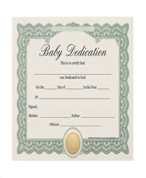 Free Baby Dedication Certificate Download Best Professionally