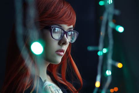 Wallpaper Redhead Long Hair Face Women With Glasses 2560x1707