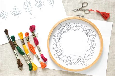 Printable Floral Wreath Embroidery Pattern