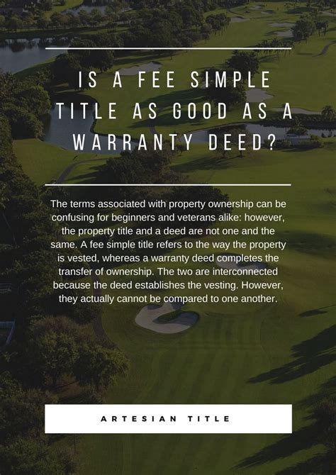 Is A Fee Simple Title As Good As A Warranty Deed By Rick