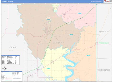 Ottawa County Ok Wall Map Color Cast Style By Marketmaps Mapsales