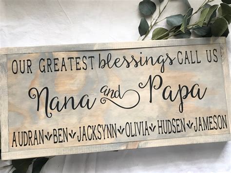 Personalized Nana And Papa Sign Custom Name Sign Etsy