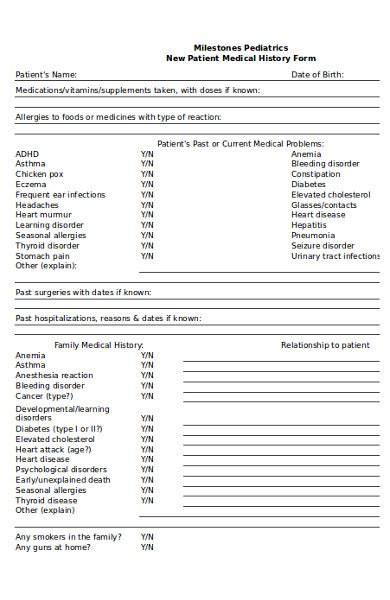 Free 6 Medical History Forms In Pdf Ms Word Excel