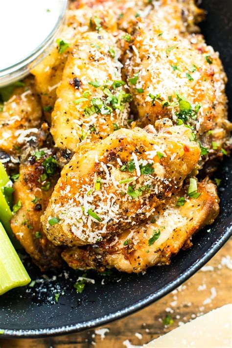 Submitted 8 months ago by morganeisenberg. Parmesan & Garlic Baked Chicken Wings - Evolving Table