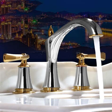 Chrome And Gold Bathroom Faucets Moen 4551cp Monticello Two Handle