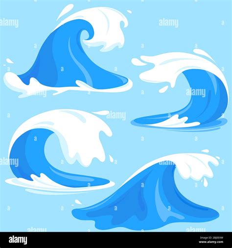Sea Or Ocean Waves Collection Vector Illustration Stock Vector Image