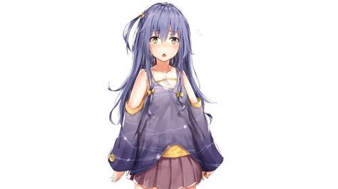 Desktop Wallpaper Cute Blue Hair Anime Girl Minimal