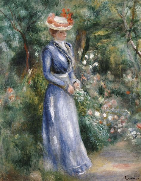 Woman In A Blue Dress Standing In The Garden At Saint
