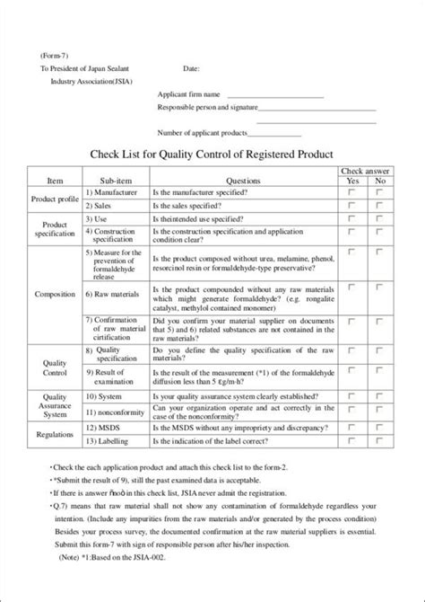 Free Quality Control Checklist Template Free Printable Templates