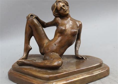 Western Bronze Sculptural Art Take A Rest Naked Woman Nude Belle